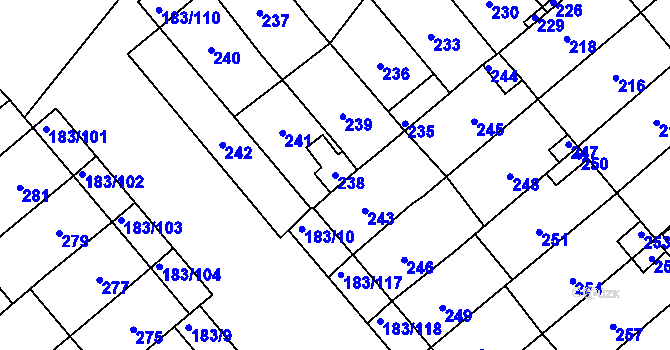 Parcela st. 238 v KÚ Lednice na Moravě, Katastrální mapa