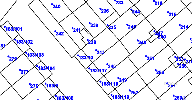 Parcela st. 243 v KÚ Lednice na Moravě, Katastrální mapa
