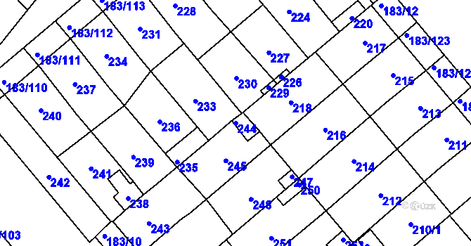 Parcela st. 244 v KÚ Lednice na Moravě, Katastrální mapa
