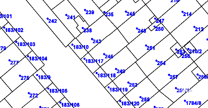 Parcela st. 246 v KÚ Lednice na Moravě, Katastrální mapa