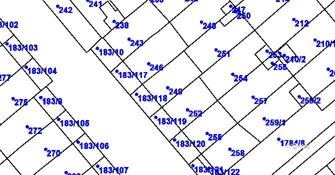 Parcela st. 249 v KÚ Lednice na Moravě, Katastrální mapa