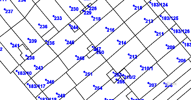 Parcela st. 250 v KÚ Lednice na Moravě, Katastrální mapa