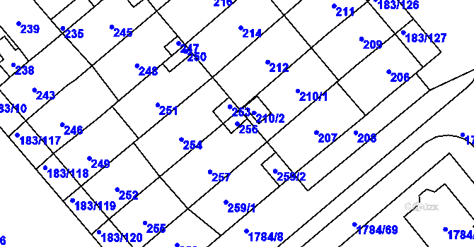 Parcela st. 256 v KÚ Lednice na Moravě, Katastrální mapa