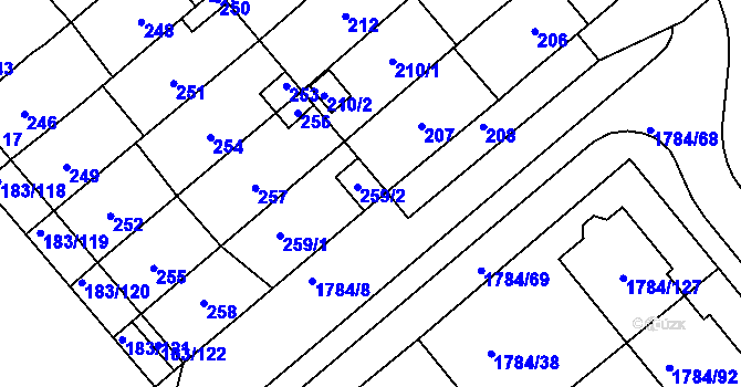 Parcela st. 259/2 v KÚ Lednice na Moravě, Katastrální mapa