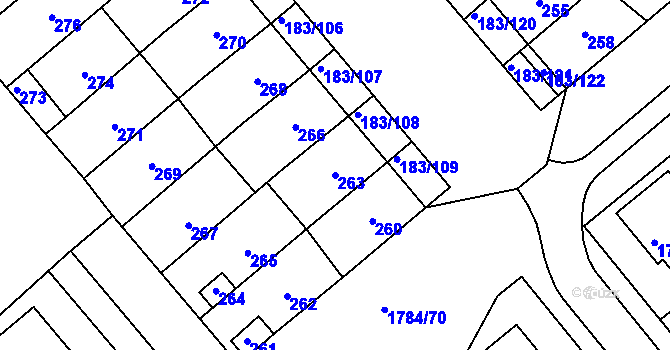 Parcela st. 263 v KÚ Lednice na Moravě, Katastrální mapa