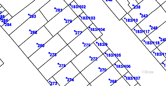 Parcela st. 275 v KÚ Lednice na Moravě, Katastrální mapa