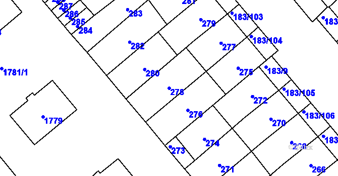 Parcela st. 278 v KÚ Lednice na Moravě, Katastrální mapa