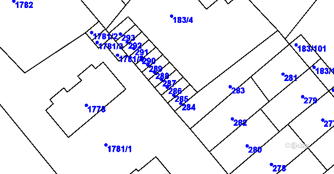Parcela st. 286 v KÚ Lednice na Moravě, Katastrální mapa