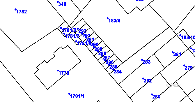 Parcela st. 288 v KÚ Lednice na Moravě, Katastrální mapa