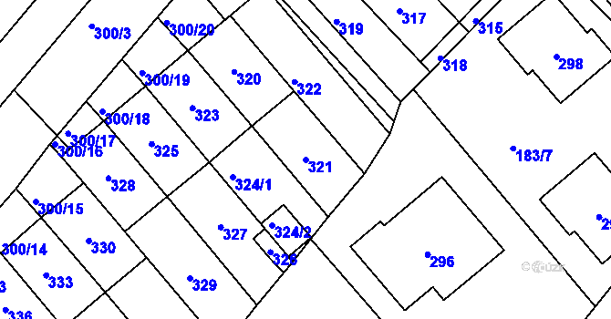 Parcela st. 321 v KÚ Lednice na Moravě, Katastrální mapa