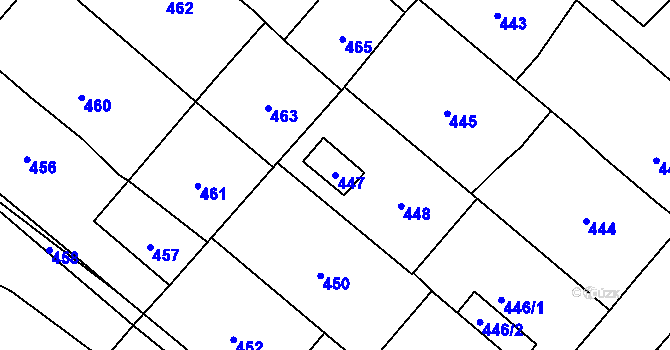 Parcela st. 447 v KÚ Lednice na Moravě, Katastrální mapa