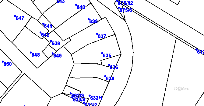 Parcela st. 635 v KÚ Lednice na Moravě, Katastrální mapa