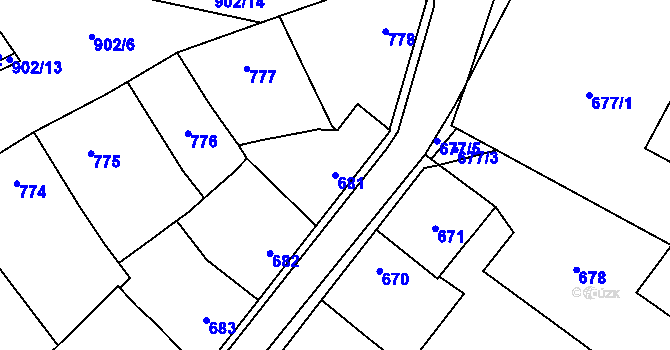 Parcela st. 681 v KÚ Lednice na Moravě, Katastrální mapa