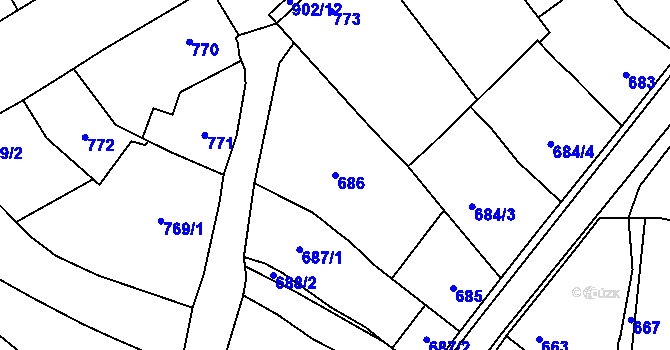 Parcela st. 686 v KÚ Lednice na Moravě, Katastrální mapa