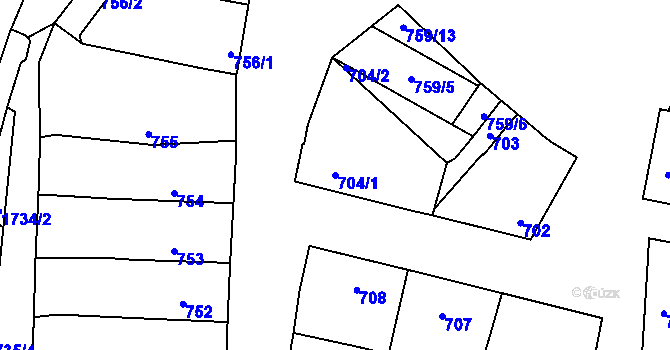 Parcela st. 704/1 v KÚ Lednice na Moravě, Katastrální mapa