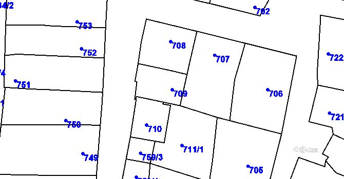 Parcela st. 709 v KÚ Lednice na Moravě, Katastrální mapa