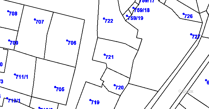 Parcela st. 721 v KÚ Lednice na Moravě, Katastrální mapa
