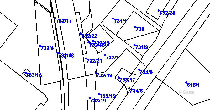 Parcela st. 732/1 v KÚ Lednice na Moravě, Katastrální mapa