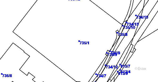 Parcela st. 735/1 v KÚ Lednice na Moravě, Katastrální mapa