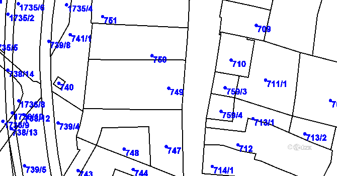 Parcela st. 749 v KÚ Lednice na Moravě, Katastrální mapa