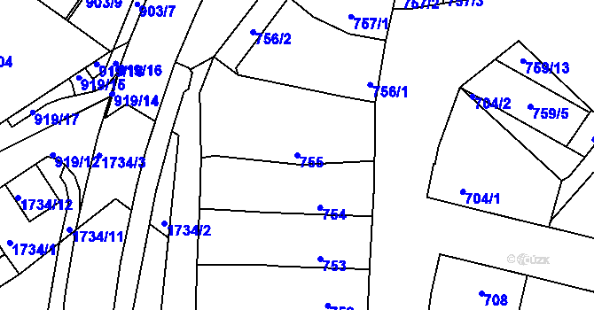 Parcela st. 755 v KÚ Lednice na Moravě, Katastrální mapa