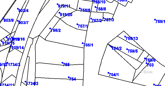 Parcela st. 756/1 v KÚ Lednice na Moravě, Katastrální mapa