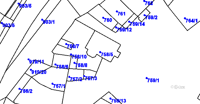 Parcela st. 758/5 v KÚ Lednice na Moravě, Katastrální mapa