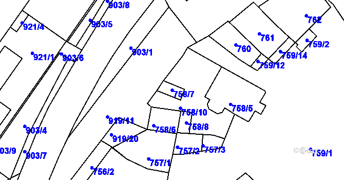Parcela st. 758/7 v KÚ Lednice na Moravě, Katastrální mapa