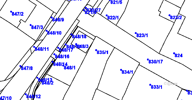 Parcela st. 835/1 v KÚ Lednice na Moravě, Katastrální mapa