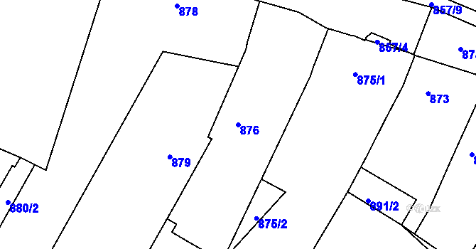 Parcela st. 876 v KÚ Lednice na Moravě, Katastrální mapa