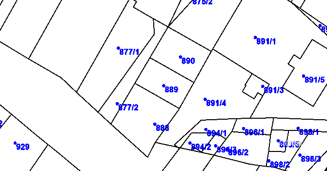 Parcela st. 889 v KÚ Lednice na Moravě, Katastrální mapa