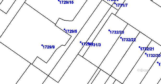 Parcela st. 1729/3 v KÚ Lednice na Moravě, Katastrální mapa