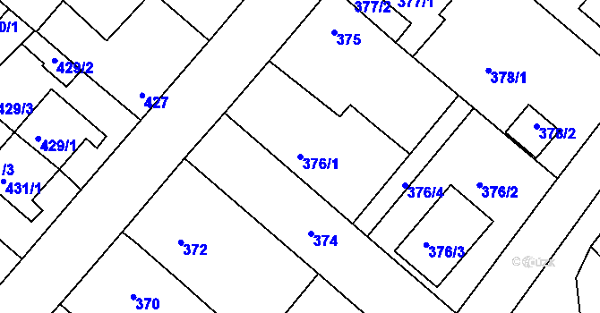 Parcela st. 376/1 v KÚ Lednice na Moravě, Katastrální mapa