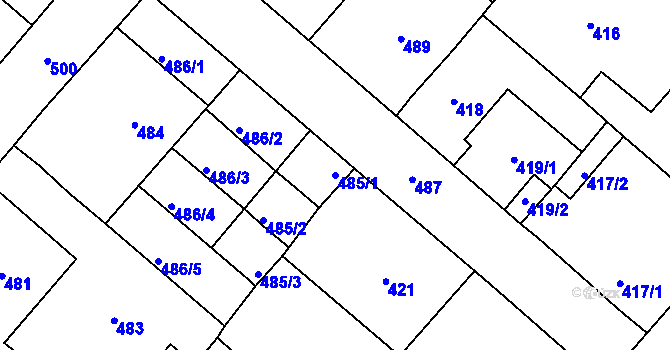 Parcela st. 485/1 v KÚ Lednice na Moravě, Katastrální mapa