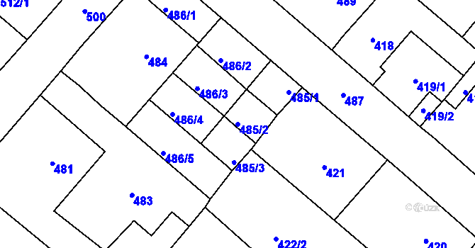 Parcela st. 485/2 v KÚ Lednice na Moravě, Katastrální mapa