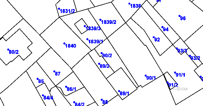 Parcela st. 90/2 v KÚ Lednice na Moravě, Katastrální mapa