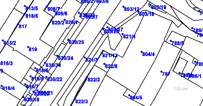 Parcela st. 821/13 v KÚ Lednice na Moravě, Katastrální mapa