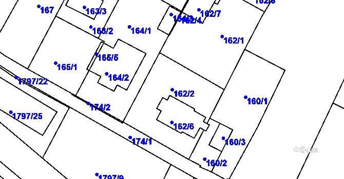Parcela st. 162/2 v KÚ Lednice na Moravě, Katastrální mapa