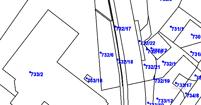 Parcela st. 732/6 v KÚ Lednice na Moravě, Katastrální mapa