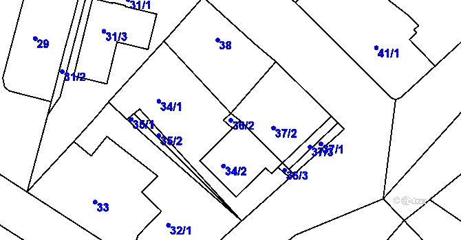 Parcela st. 36/2 v KÚ Lednice na Moravě, Katastrální mapa