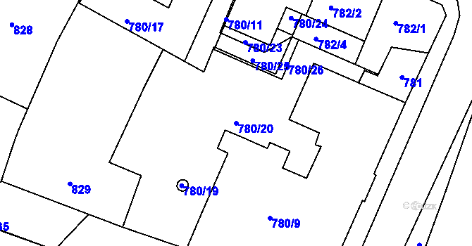 Parcela st. 780/20 v KÚ Lednice na Moravě, Katastrální mapa