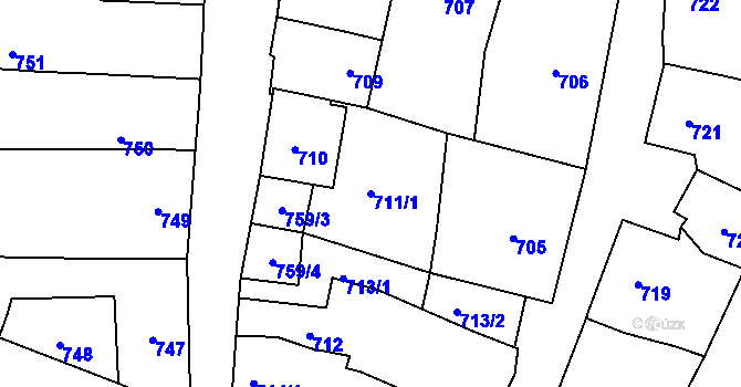 Parcela st. 711/1 v KÚ Lednice na Moravě, Katastrální mapa