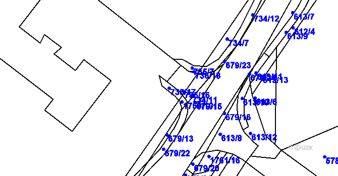 Parcela st. 736/17 v KÚ Lednice na Moravě, Katastrální mapa