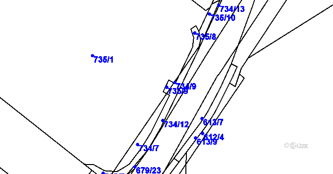 Parcela st. 735/9 v KÚ Lednice na Moravě, Katastrální mapa