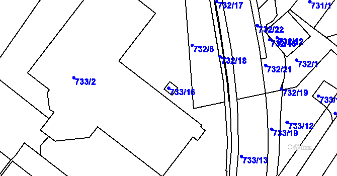 Parcela st. 733/16 v KÚ Lednice na Moravě, Katastrální mapa