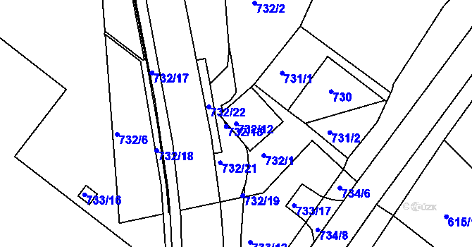 Parcela st. 732/12 v KÚ Lednice na Moravě, Katastrální mapa