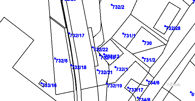 Parcela st. 732/14 v KÚ Lednice na Moravě, Katastrální mapa