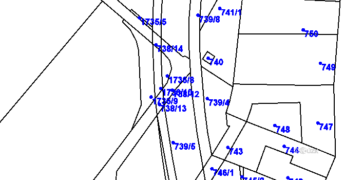 Parcela st. 738/12 v KÚ Lednice na Moravě, Katastrální mapa