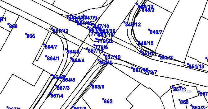 Parcela st. 857/10 v KÚ Lednice na Moravě, Katastrální mapa