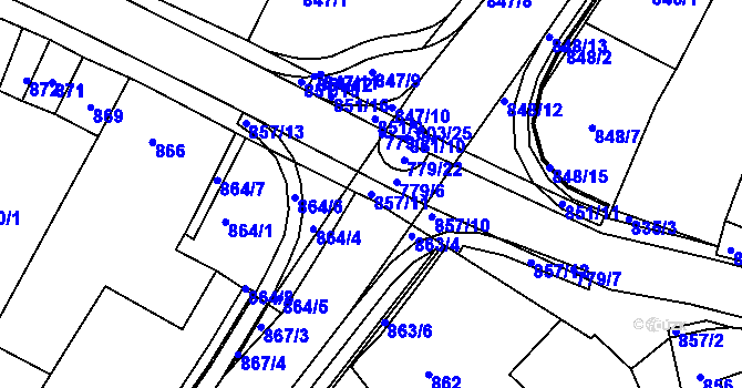 Parcela st. 857/11 v KÚ Lednice na Moravě, Katastrální mapa